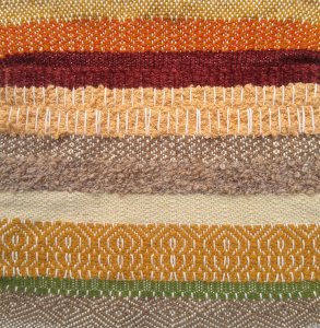 Tissage, echantillon de motifs, métier à tisser 4 cadres