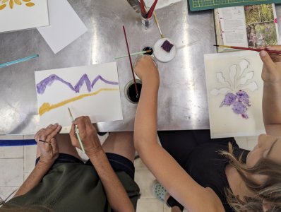 atelier encre végétales avec les enfants à ADN Laine 71220 Pressy sous dondin