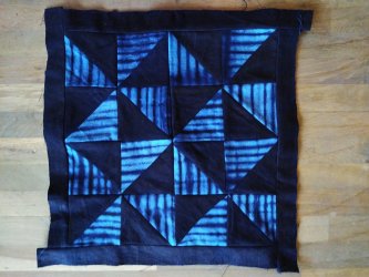 Patchwork motif petit moulin - indigo